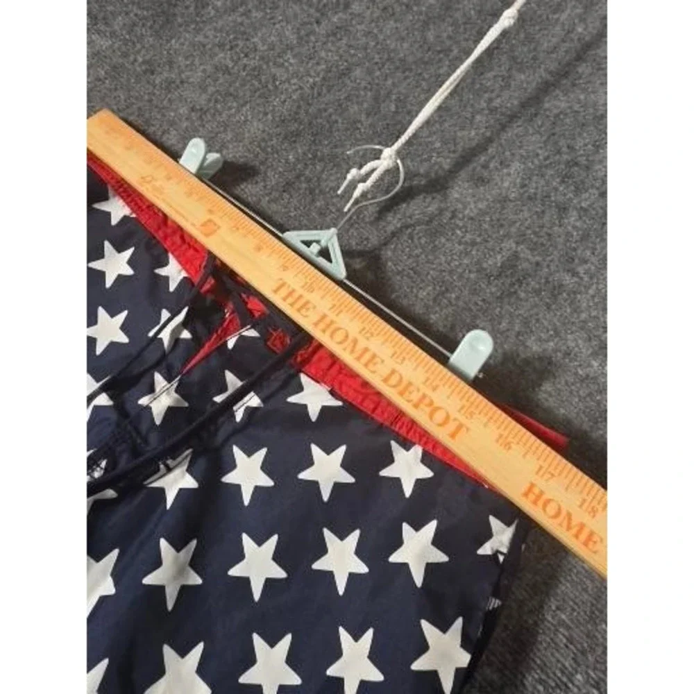 Old Navy Mens Star Print Board Shorts Ink Blue Red 4th of July Swim Trunks‎ Sz M